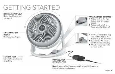 A page of the 610DC User Guide, which shows how to connect an external power supply (24VDC, .5AMP) to the fan.